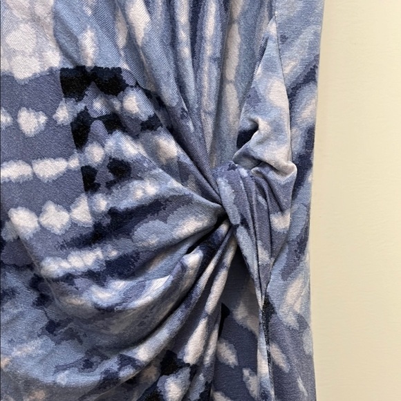 NIC+ZOE Sleeveless Gathered Waist Blue Watercolor Print Dress - Size Medium - Picture 9 of 16